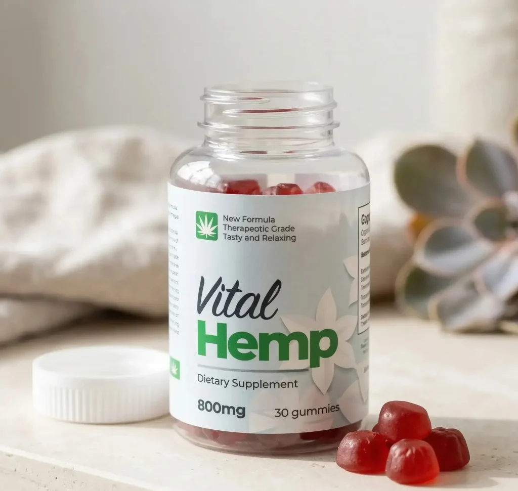 Bottle of Vital Hemp Gummies natural hemp supplement